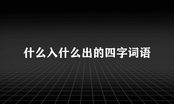 什么入什么出的四字词语