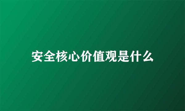 安全核心价值观是什么