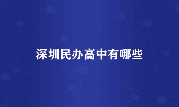 深圳民办高中有哪些