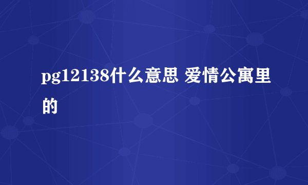 pg12138什么意思 爱情公寓里的