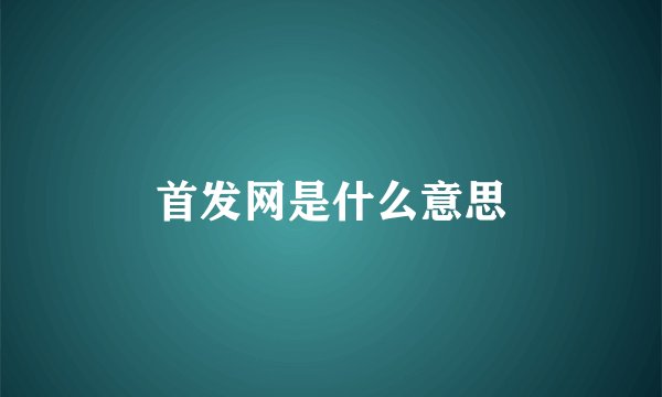 首发网是什么意思