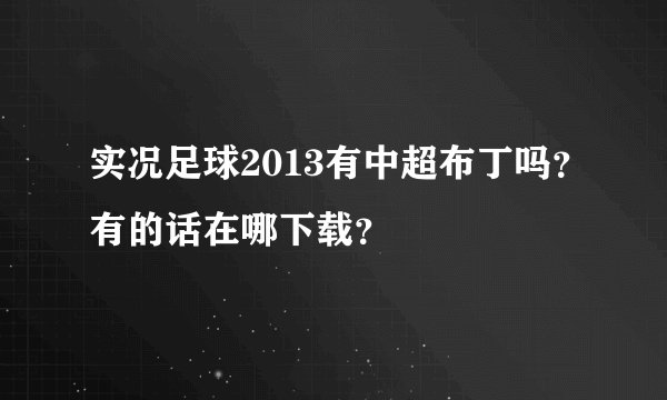 实况足球2013有中超布丁吗？有的话在哪下载？