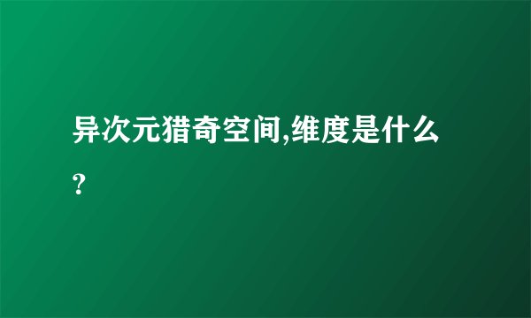 异次元猎奇空间,维度是什么?