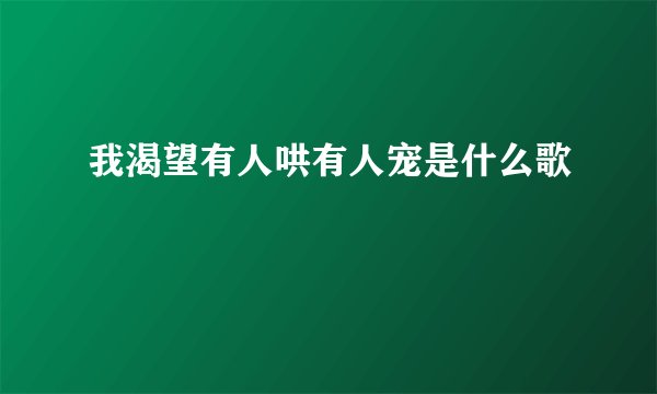 我渴望有人哄有人宠是什么歌