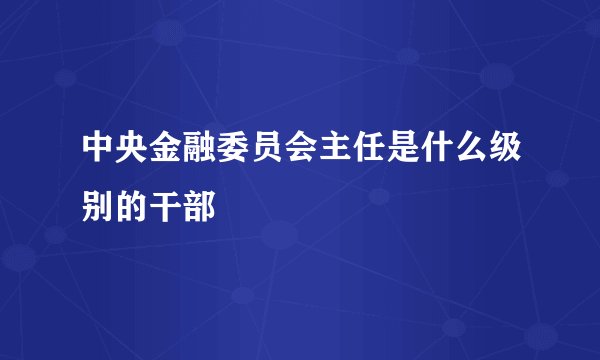 中央金融委员会主任是什么级别的干部