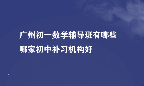 广州初一数学辅导班有哪些 哪家初中补习机构好