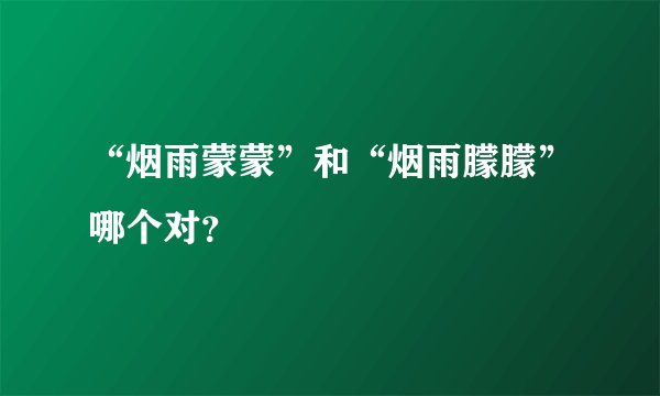 “烟雨蒙蒙”和“烟雨朦朦”哪个对？