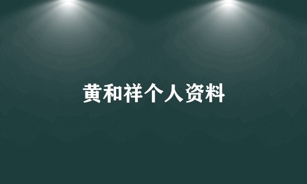黄和祥个人资料