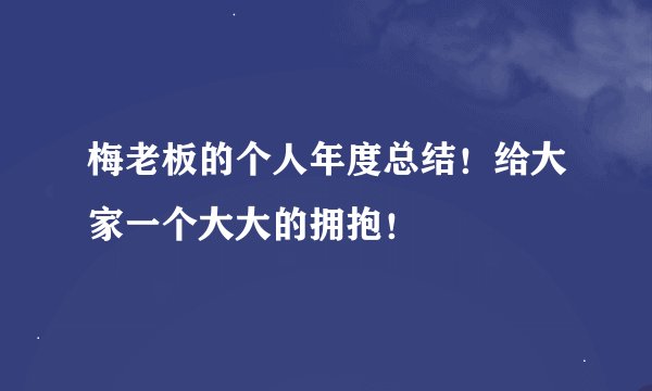 梅老板的个人年度总结！给大家一个大大的拥抱！