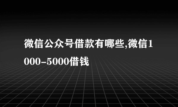 微信公众号借款有哪些,微信1000-5000借钱