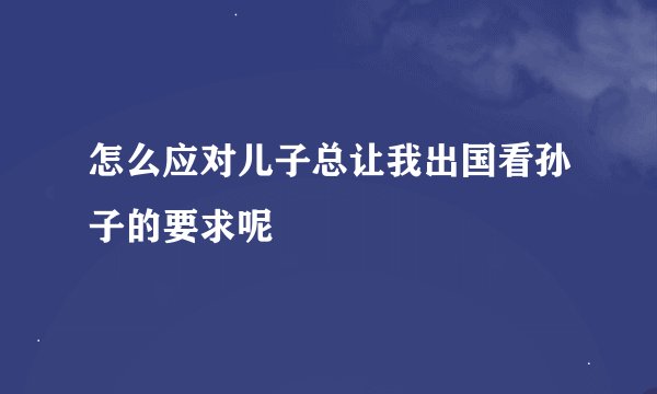 怎么应对儿子总让我出国看孙子的要求呢