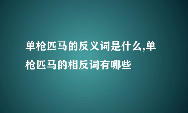 单枪匹马的反义词是什么,单枪匹马的相反词有哪些