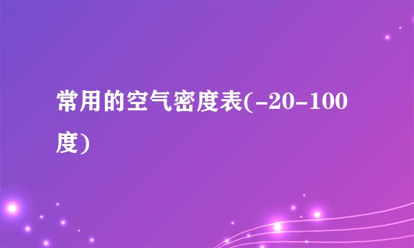 常用的空气密度表(-20-100度)