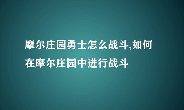 摩尔庄园勇士怎么战斗,如何在摩尔庄园中进行战斗