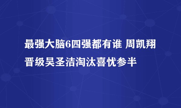 最强大脑6四强都有谁 周凯翔晋级吴圣洁淘汰喜忧参半