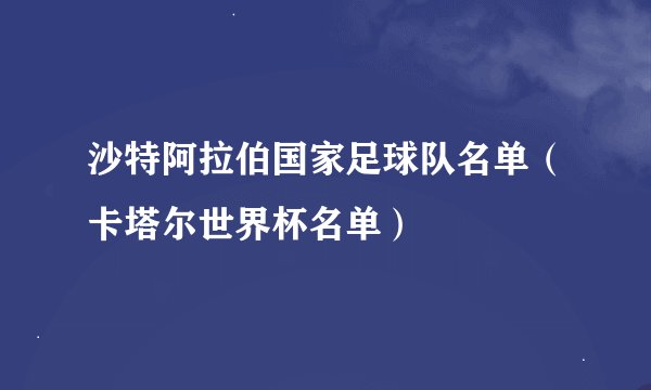 沙特阿拉伯国家足球队名单（卡塔尔世界杯名单）