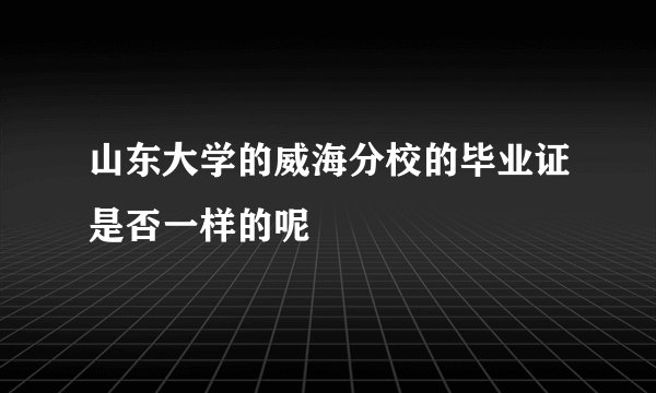 山东大学的威海分校的毕业证是否一样的呢