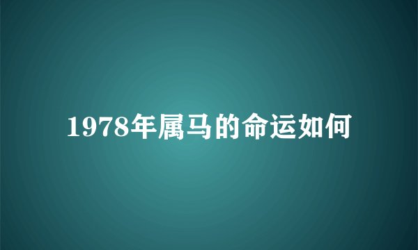 1978年属马的命运如何