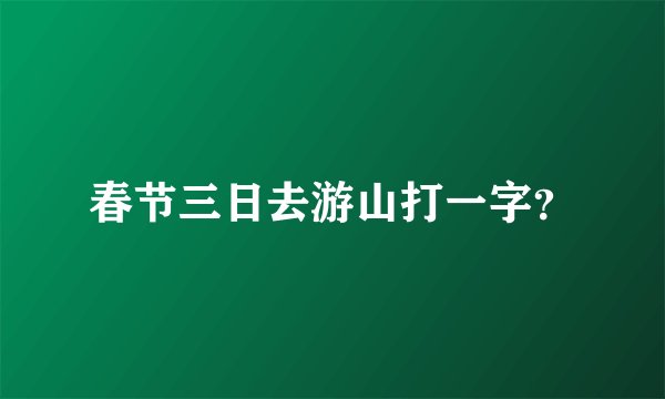 春节三日去游山打一字?