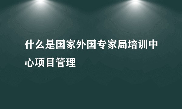 什么是国家外国专家局培训中心项目管理