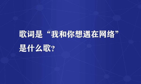 歌词是“我和你想遇在网络”是什么歌？