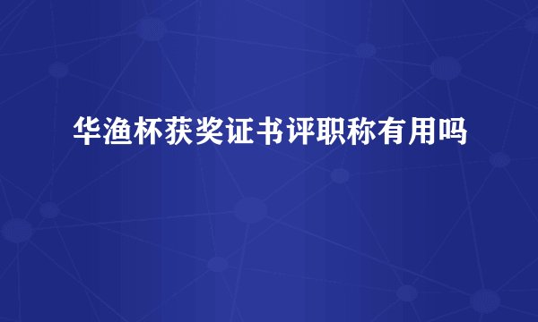 华渔杯获奖证书评职称有用吗