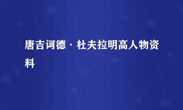 唐吉诃德·杜夫拉明高人物资料