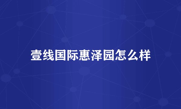 壹线国际惠泽园怎么样