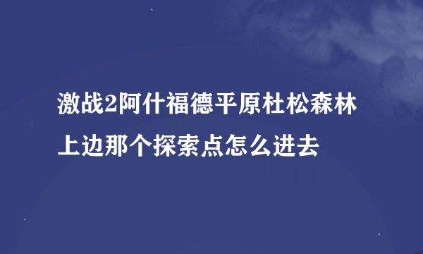 激战2阿什福德平原杜松森林上边那个探索点怎么进去