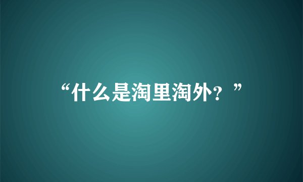 “什么是淘里淘外？”