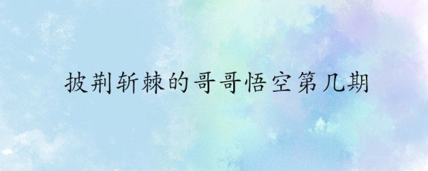 披荆斩棘的哥哥悟空第几期
