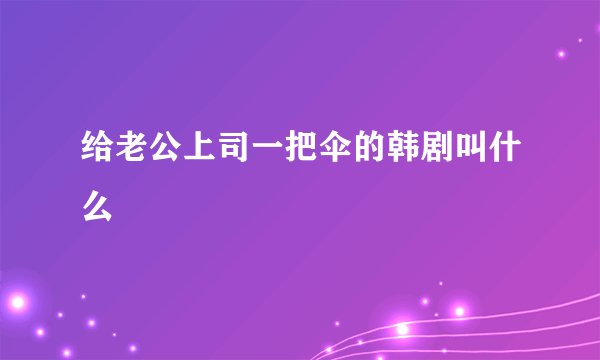 给老公上司一把伞的韩剧叫什么