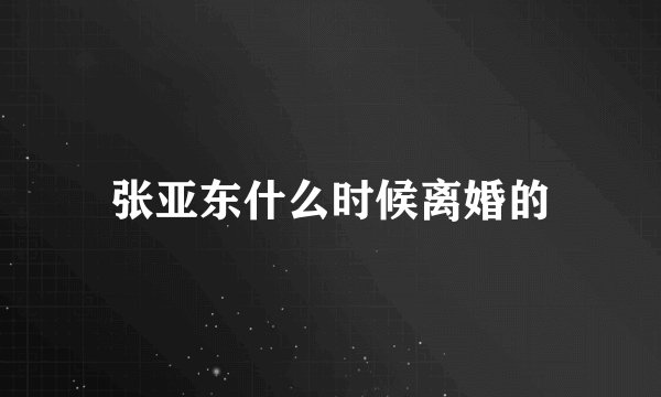 张亚东什么时候离婚的
