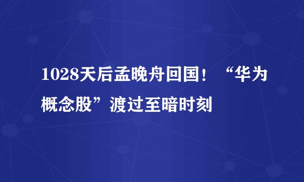 1028天后孟晚舟回国！“华为概念股”渡过至暗时刻