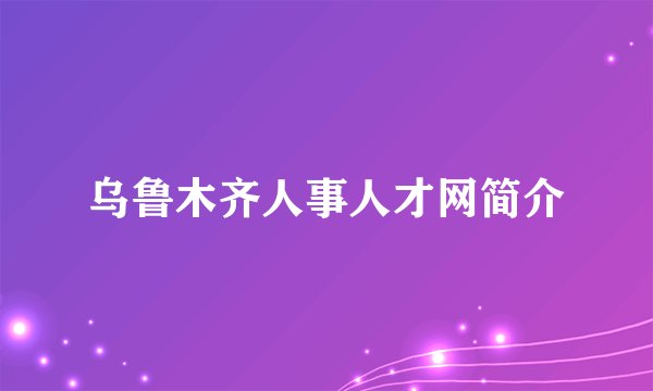 乌鲁木齐人事人才网简介