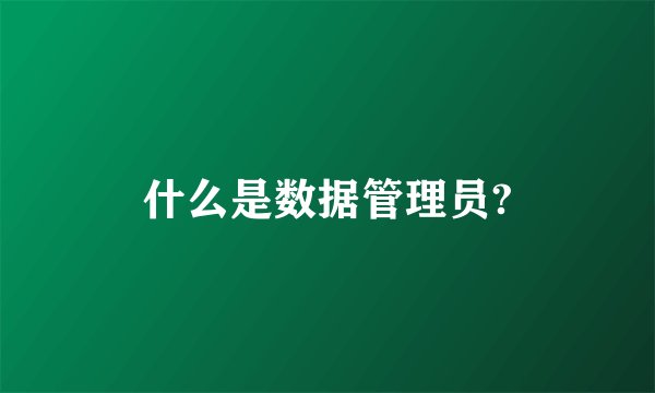 什么是数据管理员?