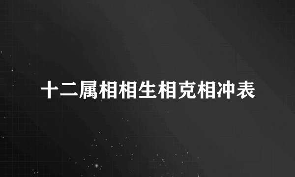 十二属相相生相克相冲表