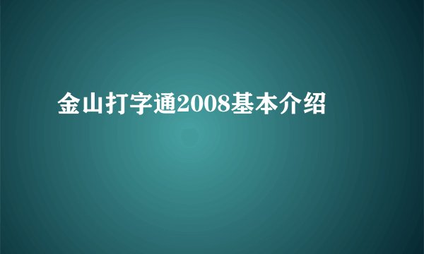 金山打字通2008基本介绍