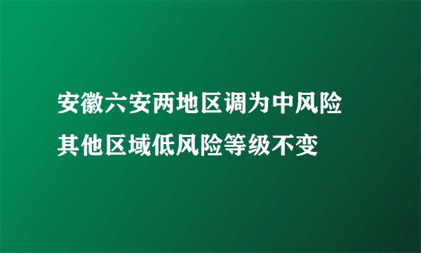 安徽六安两地区调为中风险 其他区域低风险等级不变
