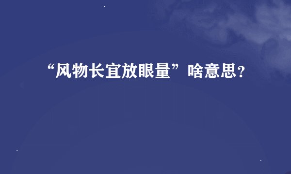 “风物长宜放眼量”啥意思？