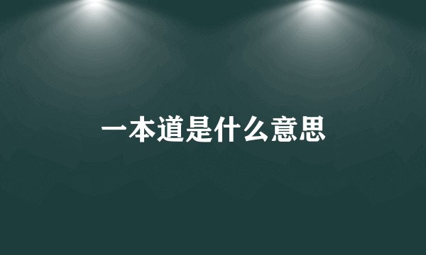 一本道是什么意思