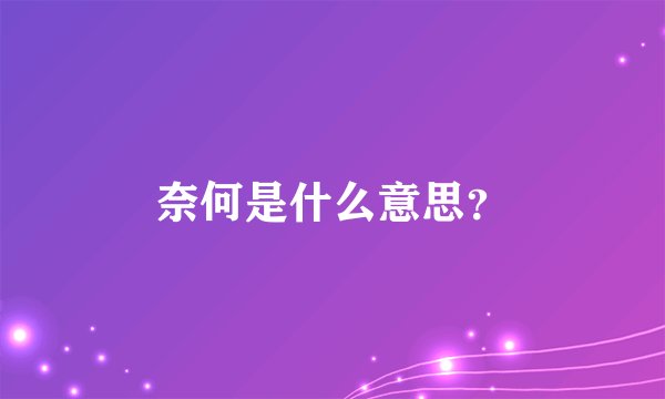 奈何是什么意思？
