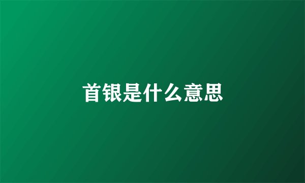 首银是什么意思