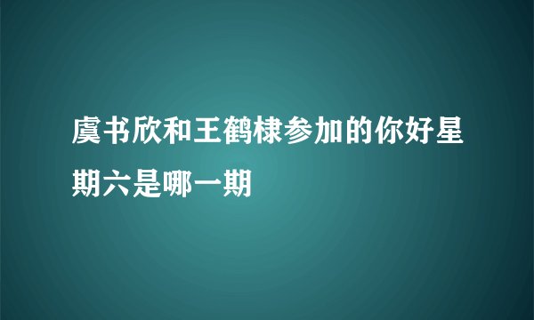 虞书欣和王鹤棣参加的你好星期六是哪一期
