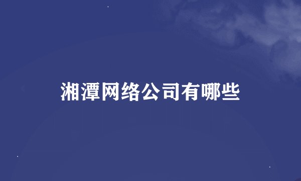 湘潭网络公司有哪些