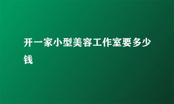 开一家小型美容工作室要多少钱