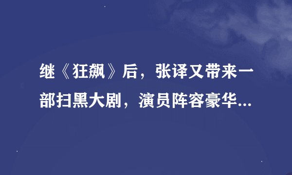 继《狂飙》后,张译又带来一部扫黑大剧,演员阵容豪华,尺度更大
