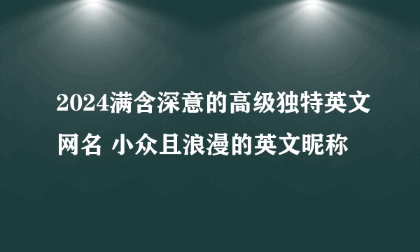 2024满含深意的高级独特英文网名 小众且浪漫的英文昵称