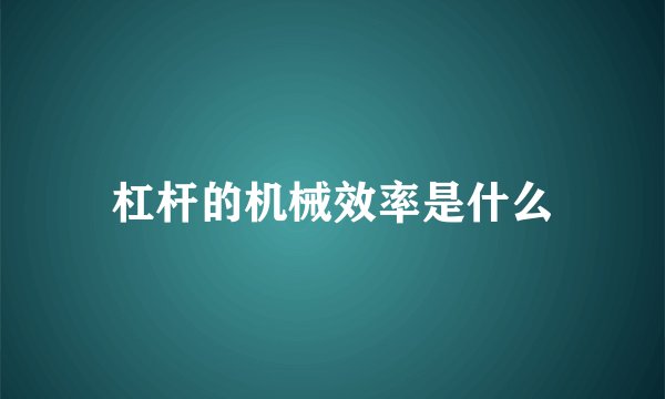 杠杆的机械效率是什么
