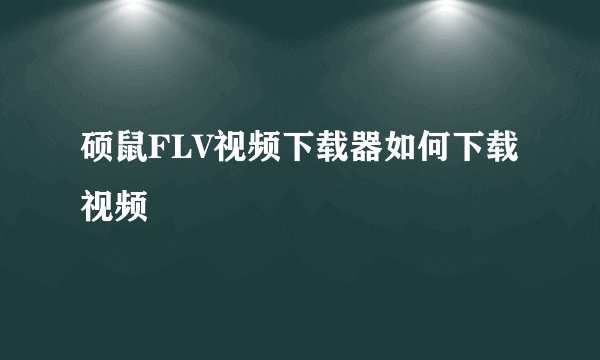 硕鼠FLV视频下载器如何下载视频